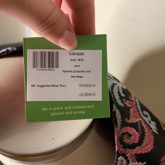 NWT Kate spade tapestry jacquard coat - Picture 7 of 8